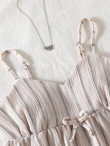 Tween Girls' Casual Basic Vacation Set, White Loose Lace Trim Camisole And Wide Leg White Pants - Apricot - View 6