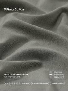 GLOWMODE 情人节款 Pima 棉休闲超柔软透气轻盈弹力撞色缝线修身圆领T恤，适合健身房、运动工作室和日常休闲穿着 - 深灰色 - 查看 5