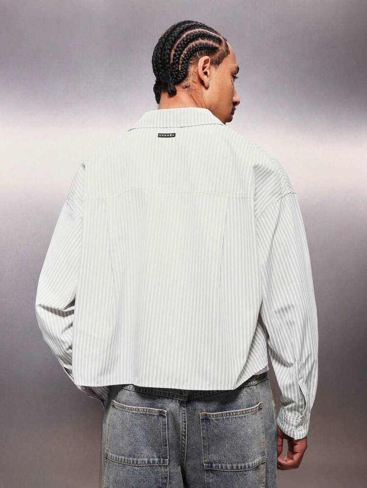 PLAYBOY X SUMWON Cropped Pinstripe Shirt With Logo