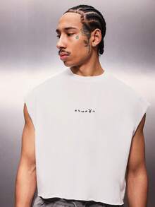 PLAYBOY X SUMWON 无袖印花露背背心，圆领设计，联名印花，休闲夏季街头风 - 白色 - 查看 5