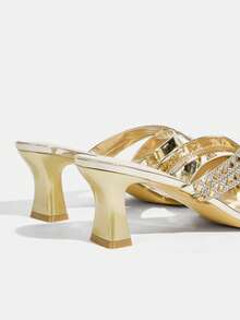 CUCCOO TILAWA Gorgeous Feng Shui Diamond High-Heeled Sandals Women's Versatile Sandals - Gold - View 5