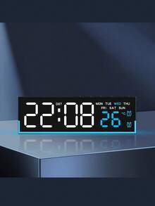 Multifunctional Atmosphere Lamp Alarm Clock, Minimalist Electronic Clock With LED Digital Display, Bedside Clock With Week, Temperature, 3 Brightness Levels, AC Powered & Battery Operated - USB or other DC connection - View 4
