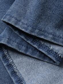 DAZY 2pcs/Set Tween Girls Crew Neck Sleeveless Printed Denim Top And Denim Skirt Outfit, Fall - Blue - View 8