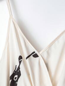 Franclia 女士简约印花连体裤，适合通勤和日常穿着 - 杏色 - 查看 4