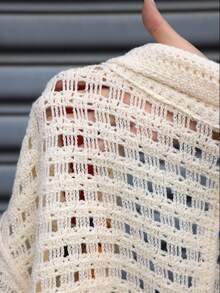 AXEPEAK Plus Size Men's Casual Crochet Patchwork Knit Sweater - Multicolor - View 7