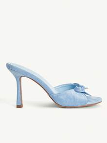 CUCCOO CHICEST Women's Fashion Bow Decor Daily Wear Versatile High Heel Slide Sandals Valentine's Day Elegant Shoes Wedding Shoes Summer Shoes Bride Shoes - Blue - View 4