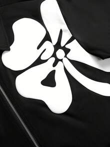 STYNVO 男士休闲花卉压花拉链衬衫，适合夏季度假和日常通勤 - 黑色 - 查看 5