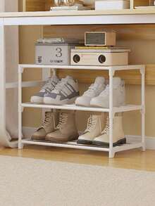 1PC Steel Pipe & Plastic Simple Shoe Rack, Space-Saving Under-Bed Shoe Storage Organizer, Multi-Tier Entryway Shoe Rack - Multicolor - View 6