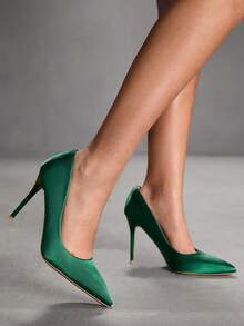 CUCCOO SZL Classic Champagne Glitter High Heel Wedding Shoes For Christmas - Green - View 7