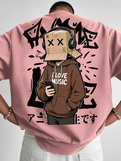 Manfinity LEGND Men's Street Graffiti Abstract Pink T-Shirt