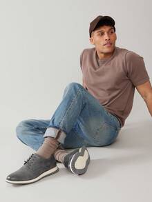 SHUZIA 男士百搭优雅时尚正装运动鞋牛津经典休闲系带鞋 - 灰色 - 查看 3