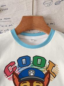 SHEIN | PAW Patrol Young Boys Short Sleeve Allover Print T-Shirt - White - View 5