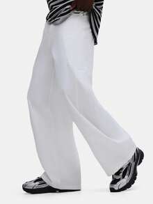 SUMWON Quần dài ống rộng dáng suông thoải mái cho nam, có túi bên hông, thích hợp cho thời trang xuân hè. - trắng - Xem 3