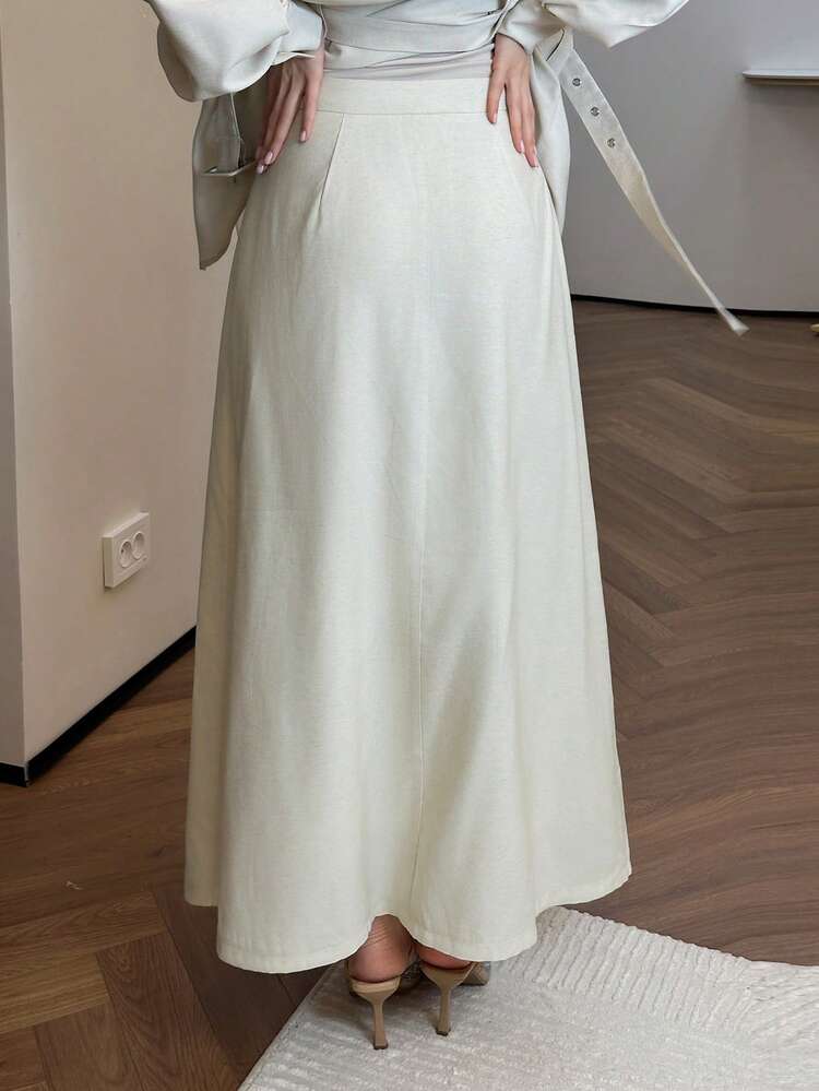 Tie-Up Wrap Solid Color Elegant Long Skirt For Women