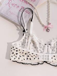 PetitDoll Women's Cute Lace Patchwork Lingerie, Sexy Push-Up Bra With Underwire, Thin Style - Black and White - View 5