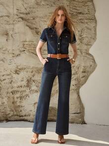 MOTF PREMIUM CAMISA DE MANGA CORTA LAVADO OSCURO, PRIMAVERA/VERANO - Azul lavado oscuro - Ver 2