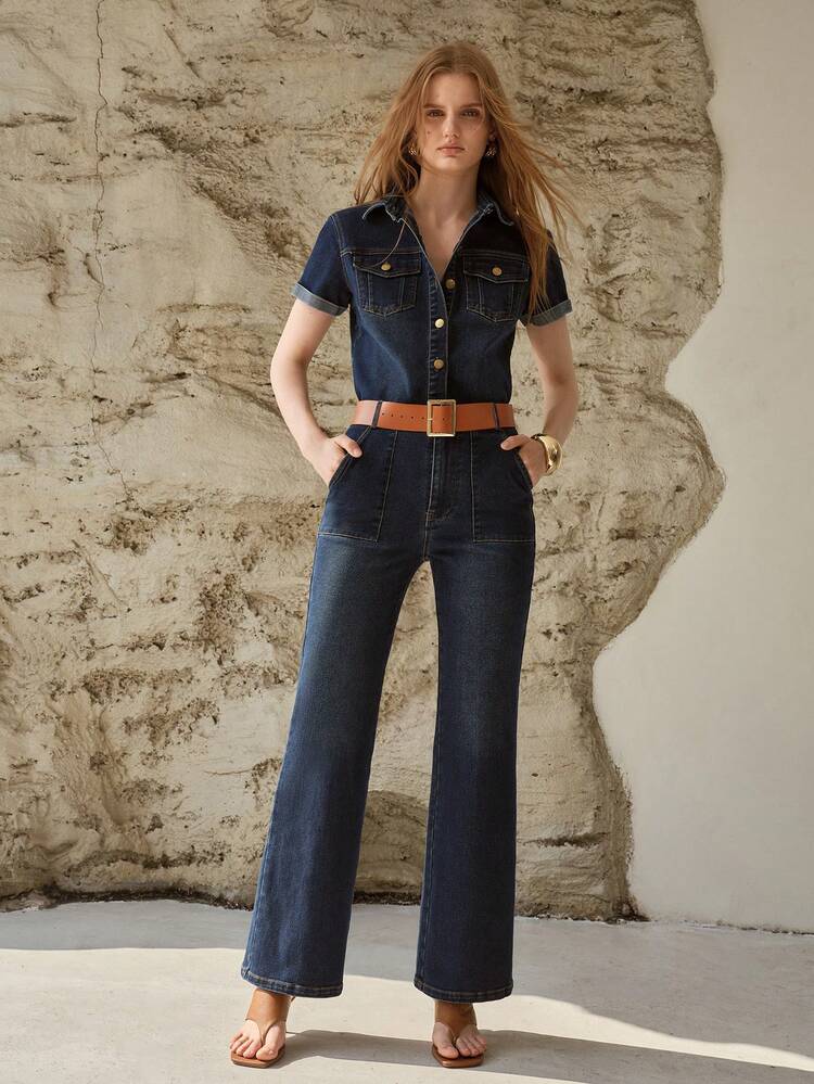 ダークウォッシュ 半袖シャツ、春夏用