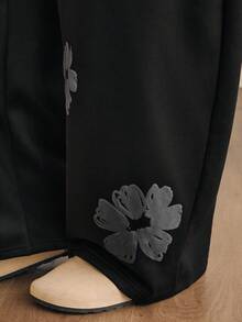 SWAVVY 男士休闲宽松阔腿运动裤，黑色，标准尺码，丝网印刷 - 黑色 - 查看 4