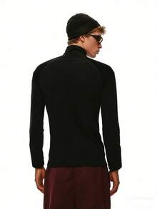 Acti Log Men's Casual Comfortable Quick-Dry Turtleneck Sports T-Shirt - Dark Grey - View 2
