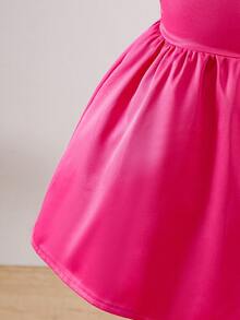 Vestido de princesa infantil com elegante laço decorativo, ideal para o verão. - Rosa Quente - Ver 8