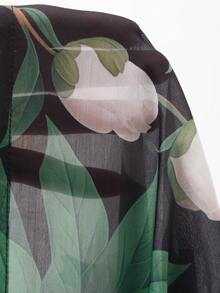 DAZY Elegantes figurumspielendes Kleid mit Stehkragen und Puffärmeln, Sommer Sommerkleid - Grün - Übersicht 7