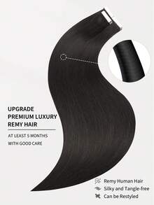 60pcs Tape In Hair Extensions 100% Human Hair #NC Natural Black Straight Style In 14-22 Inch Lengths Extensions Silky Seamless Invisible Top Quality Thick Ends Healthy Human Hair Extensions For Thin Hair And Salon Use  For All Women/Girls Daily Use - Natural Black - View 4