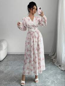 Modelyn 女士梭织印花链条腰A字连衣裙 - 粉色 - 查看 3