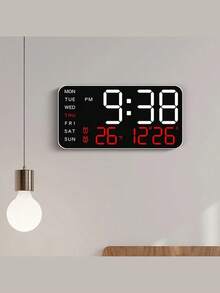 LED Digital Wall Clock With Temperature Display, Date And Weekday - Dual Alarm, 12/24 Hour Format, Perpetual Calendar, Rectangular, Ideal For Bedroom Decor - Battery model - View 5