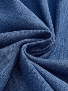 ROMWE Hippie 大码复古水洗紧身美人鱼牛仔迷你裙 - 藍色 - 查看 3