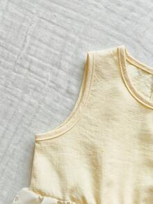 Vintaside Kids 小女孩復古刺繡鏤空圓領背心上衣與長褲夏季套裝，家庭度假小女孩兩件套奶油色穿搭 4-5Y - 杏色 - 查看 8