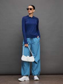 Activina 纯色连帽套头衫休闲长袖卫衣长袖运动上衣健身上衣长袖UPF防晒衫女款蓝色运动卫衣蓝色活力上衣 - 藏蓝色 - 查看 3