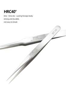 1PC Vetus ST Series Silver Pointed Tweezers, Stainless Steel Straight And Angled Tweezers For Eyelash Extensions, Available Models: ST-10/11/12/14/15/16/17 - Silver - View 3