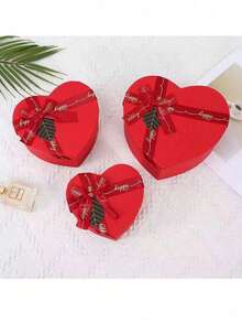 1 pieza Nueva caja de regalo con lazo y cinta, caja de papel con forma de corazón rojo, caja de regalo con tapa para boda, San Valentín, Navidad - Multicolor - Ver 14