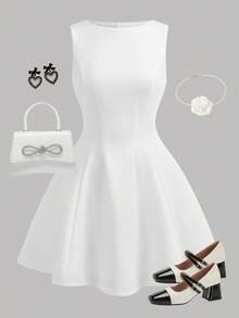 Girlism Tween Girls Elegant White Princess Dress, Suitable For Family Gatherings, Parties, And Events - White - View 1