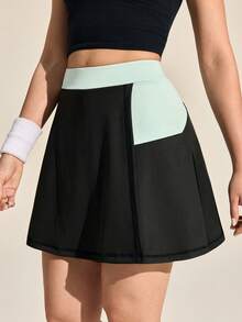 Exploreva Women's Colorblock Casual Versatile Outdoor Mini Skirt & Skort, Summer - Black - View 2