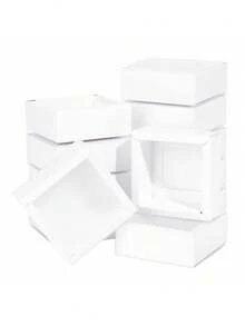 Bộ 12 hộp quà bằng giấy Kraft trắng kèm vỏ bọc bảo vệ PVC trong suốt. Kích thước khi mở ra: 9.41x9.33x0.02 inch. Kích thước hộp: 3.27x3.27x1.26 inch. Kích thước bên trong: 2.65x2.65x1.18 inch. Hộp đựng hình chữ nhật màu trắng dùng để đựng đồ dùng học tập, văn phòng phẩm, vật dụng nhỏ, trang trí nhà cửa mùa thu, quà tặng Giáng sinh, sinh nhật, đám cưới, tiệc tùng, trang trí theo phong cách mộc mạc, giải pháp gói quà và sắp xếp đồ dùng. - trắng - Xem 7