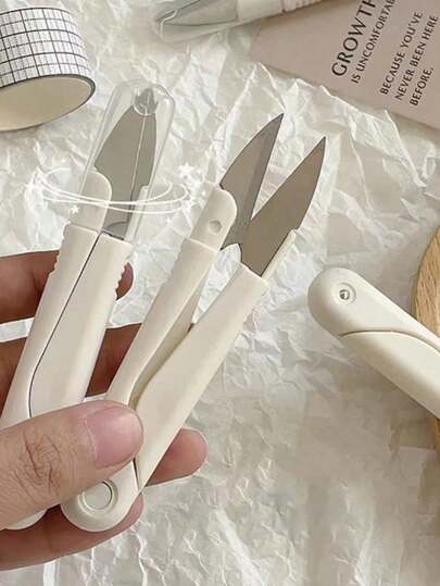 8pcs Multi-Purpose Compact Scissor, Portable Mini Simple Design Sewing Scissors, Household/Student Folding Cutting Tool