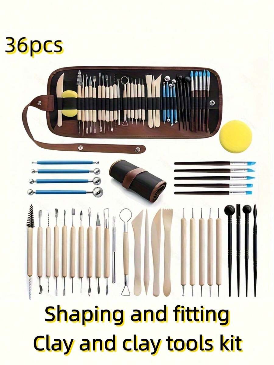 36/39/46pcs Premium Ceramic Sculpting Tool Set, Including Tool Box. Suitable For DIY Pottery Making And Creative Handmade Gifts. Artist DIY Art Supplies. Ceramic Artist Tool Kit. - Multicolor - View 1
