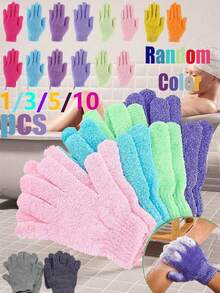10 piezas/1 pieza Guantes exfoliantes, aptos para ducha, SPA, masaje, exfoliación corporal. Guantes exfoliantes medianos para ducha, masaje de SPA, exfoliación corporal - Guantes exfoliantes para mujeres y hombres, guantes de ducha de doble textura para exfoliación corporal, guantes exfoliantes, paño de limpieza corporal natural, herramienta de limpieza corporal, decoración de baño azul para el hogar, accesorios de baño, organizador de baño de verano - Multicolor - Ver 12