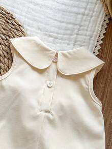 SHEIN 女婴可爱无袖公主连衣裙，彼得潘领，夏季 - 白色 - 查看 8