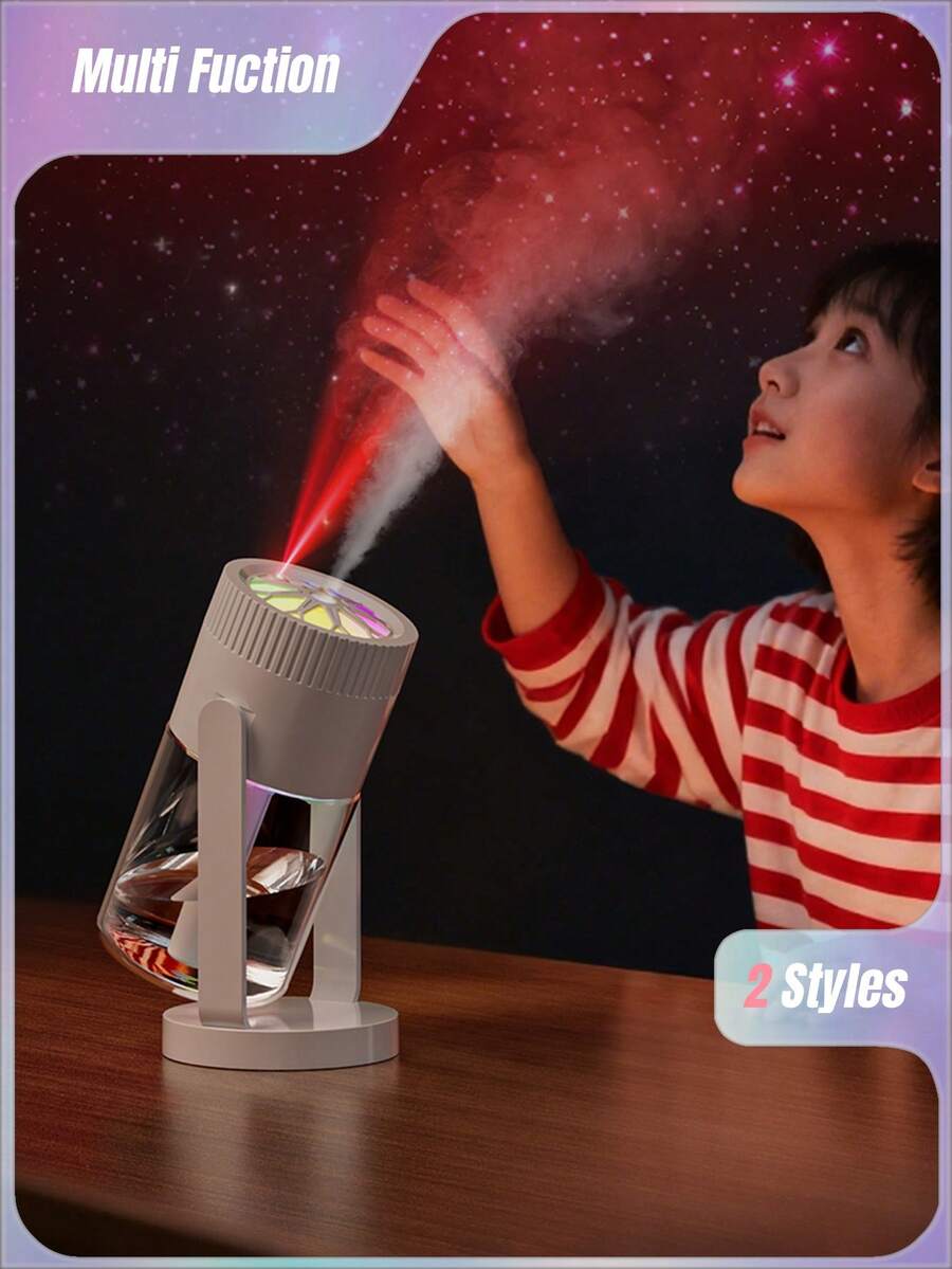 Humidificador con proyector de estrellas | Humidificador USB giratorio | Luz nocturna cambiante de color RGB | Humidificador de aire silencioso de 2 velocidades | Difusor de aromaterapia de uso dual para coche y hogar - Multicolor - Ver 1