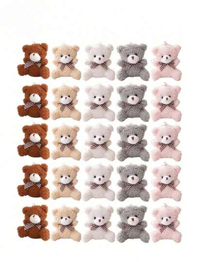 POKOJA LAND - BESTSELLERS 5pcs Cartoon Bow Tie Teddy Bear Plush Toys, DIY Keychain, Bag Pendant, Suitable For Valentine's Day, Graduation Party, Birthday Gift Box, Wedding Party Decor, Birthday Party DIY Decor, Bag Keychain Pendant, Christmas, Children's Party Gifts, Children's Gifts, Teddy Bear