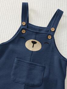 Cozy Pixies 2pcs Baby Boy Cartoon Bear Pattern Knit Soft Crew Neck Long Sleeve Pullover Top And Bib Overalls Pants Set - Multicolor - View 5