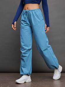 Activina Women's Grey Extra Long Straight Leg Sports Pants With Pockets And Drawstring Waistband - Grey - View 5