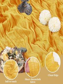 35 * 71/118/157 Inch Cheese Cloth Table Runner & Napkin, Countryside Transparent Table Runner,Bohemian Style Table Runner Suitable For Wedding Decoration/Garden Arch,Perfect For Wedding,Holiday,Party,Decoration,Home Decor (Multiple Colors Available) - Turmeric - View 16