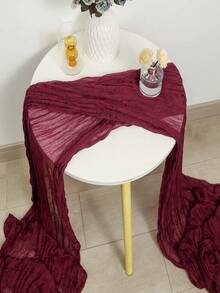 1pc 35 * 71/118/157 Inch Cheese Cloth Table Runner And Napkins, ,Countryside Transparent Table Runner, Bohemian Style Table Runner Suitable For Wedding ,Festival,Holidays,Birthday Party,Decoration, Christmas For Holiday Gift Giving - red wine - View 11