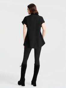 Breakform 女士哥特复古蛇纹印花翻领纽扣宽松衬衫 - 黑色 - 查看 2