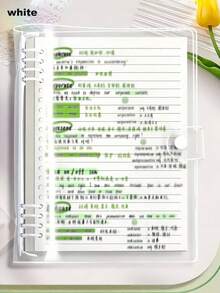 SHEIN Sổ tay bìa mềm trong suốt khổ A5 120 trang, có lỗ đục, lò xo rời, thiết kế chống thấm nước - Tuyệt vời cho văn phòng phẩm hàng ngày và phong cách tối giản, quà tặng hoàn hảo cho người yêu âm nhạc, Sổ tay âm nhạc | Sổ tay tối giản | Sổ tay chống thấm nước - A5 - Xem 19