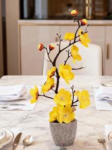 1 chậu hoa đào nhân tạo 30cm kèm bình, cây hoa mùa xuân nhân tạo trang trí trong nhà và ngoài trời, cây giả, trang trí mùa thu, phòng, bàn làm việc, trang trí sân vườn, đồ trang trí nhà cửa ngày Valentine, hoa giả trang trí phòng khách, đám cưới, sinh nhật, trang trí mùa thu, trang trí nhà bếp, cây giả trang trí nhà cửa, đồ dùng học tập cho năm học mới - trắng - Xem 6