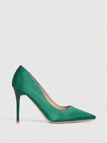 CUCCOO SZL Classic Champagne Glitter High Heel Wedding Shoes For Christmas - Green - View 2